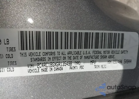 2016 Chrysler Town & Country Touring из США, поврежденный, VIN 2C4RC1BGXGR135498